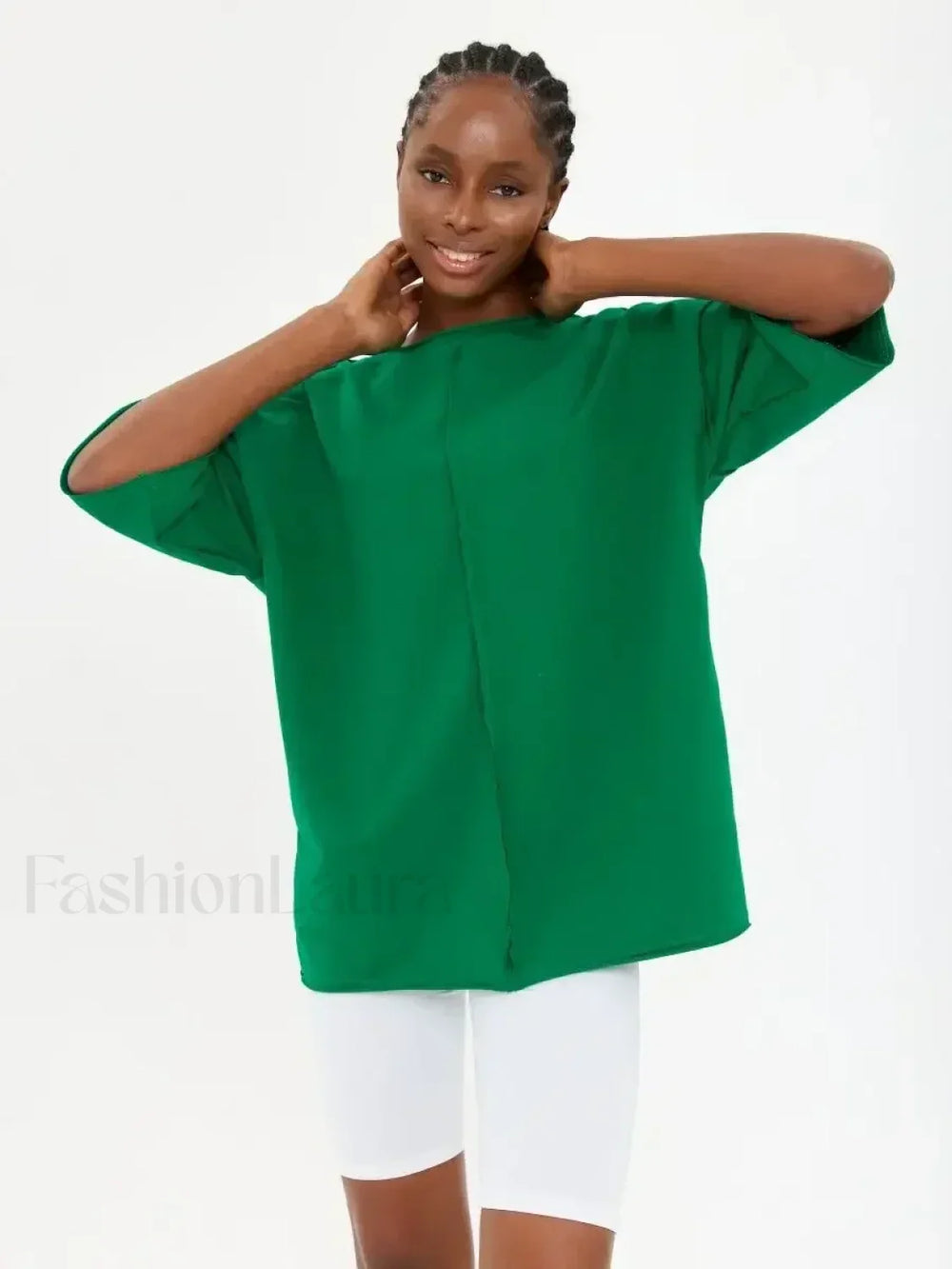Casual Oversized Cotton Pink T Shirt Green / M