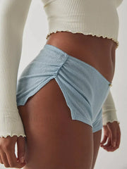 Casual Pajama Soft Comfy Side Split Ruched Elastic Lounge Short