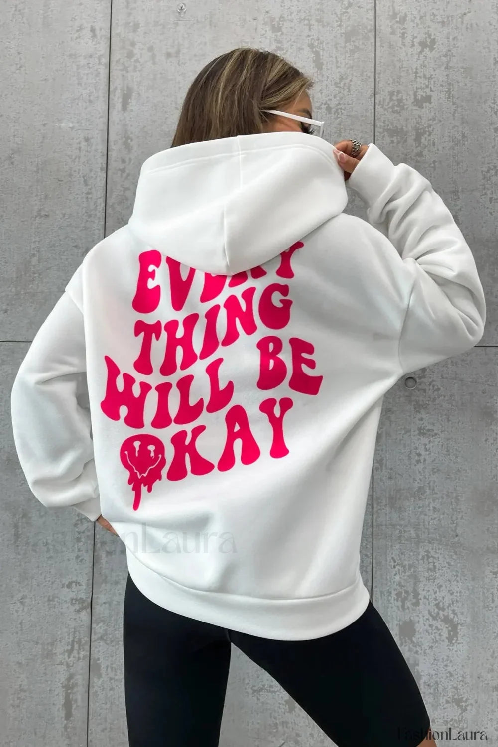 Casual Pocket Hooded Hoodie White / S