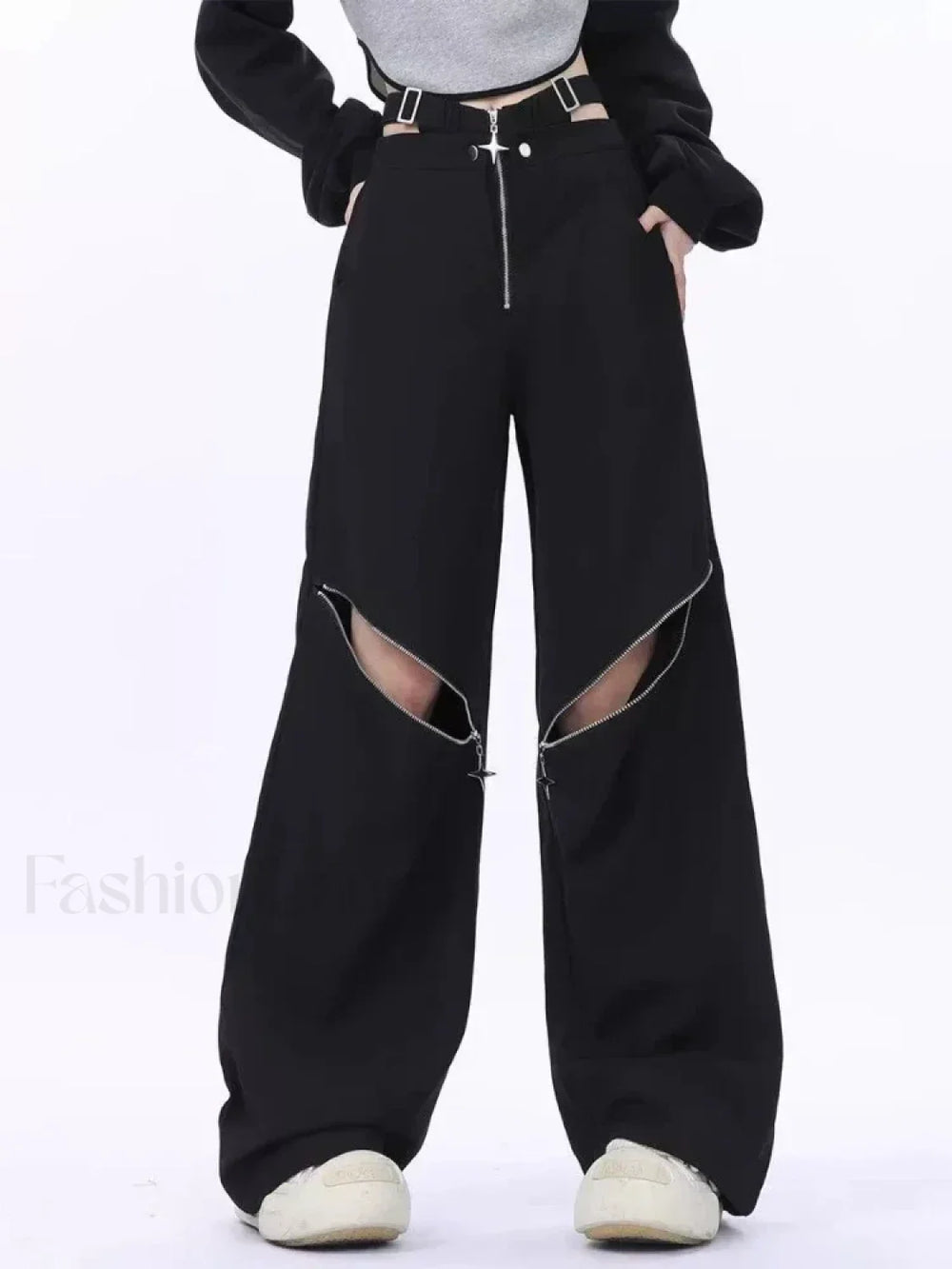 Casual Retro Black Cargo Pants for Halloween Gatherings