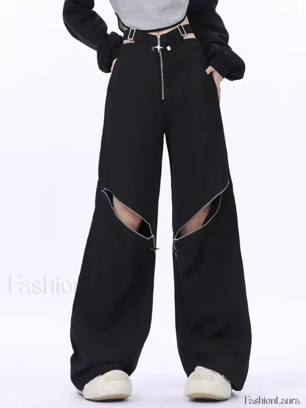 Casual Retro Black Cargo Pants for Halloween Gatherings