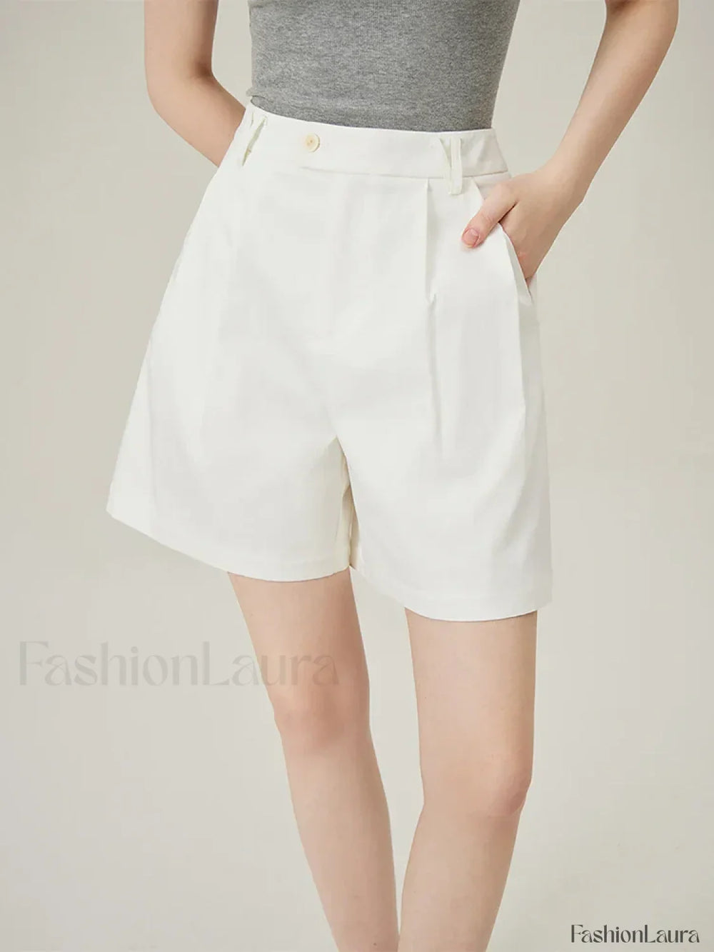 Casual Versatile High Waist Slim Fit Classic Women’s Short Beige / XS