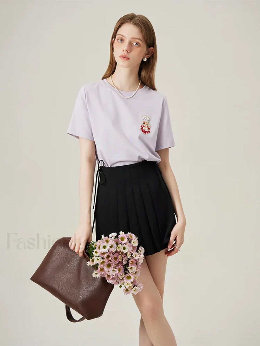 Cat Embroidered Korean Loose T Shirt