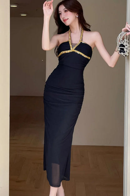 Diamond Halter Bodycon Midi Dress