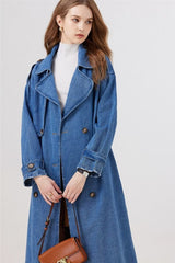 Vintage Denim Long Line Duster Overcoat