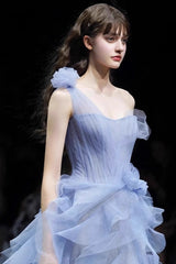 Blue Bustier Sleeveless Formal Dress