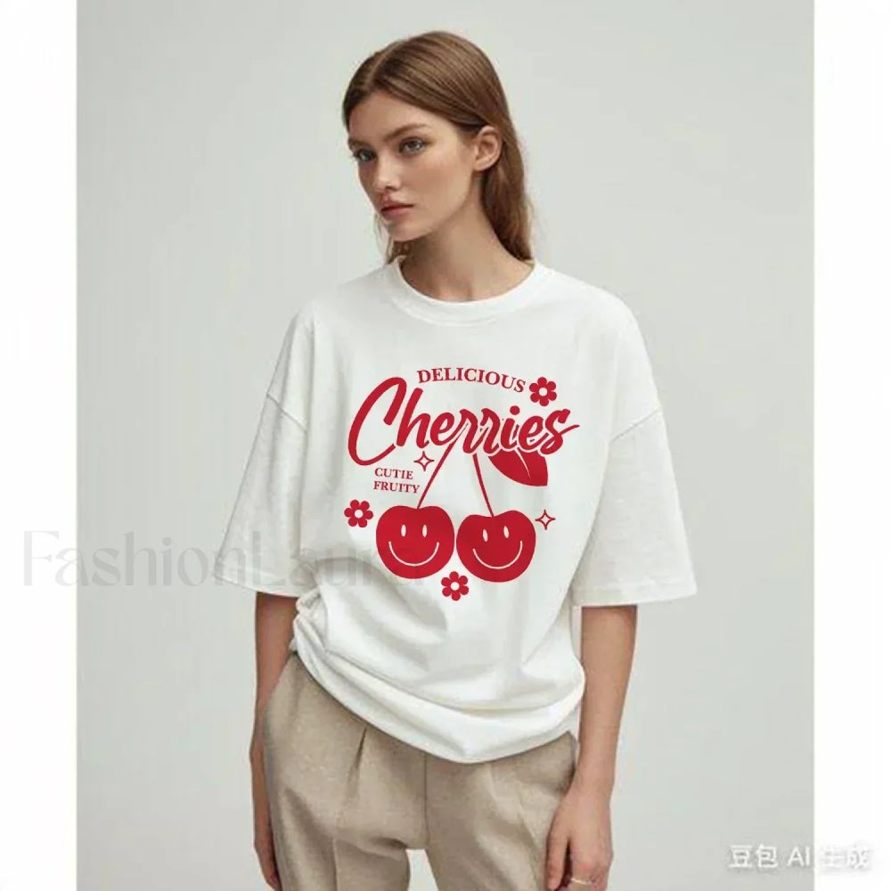 Cherry Delicious Raccoon Meme Graphic T Shirt WHITE / S