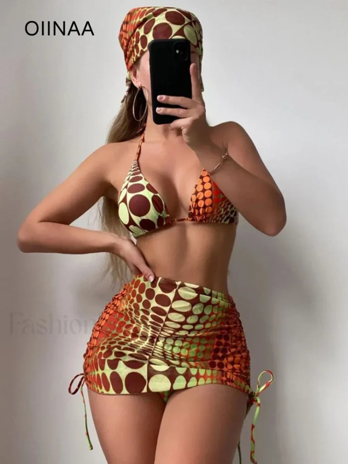 Chic Printed Lace Three Piece Set