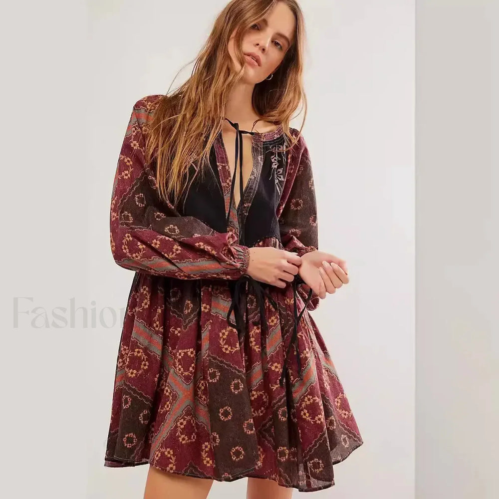 Chiffon Floral Tunic Boho Dress