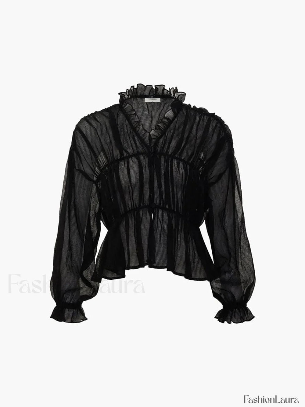 Chiffon Ruffle Graceful Detail Blouse Blouses