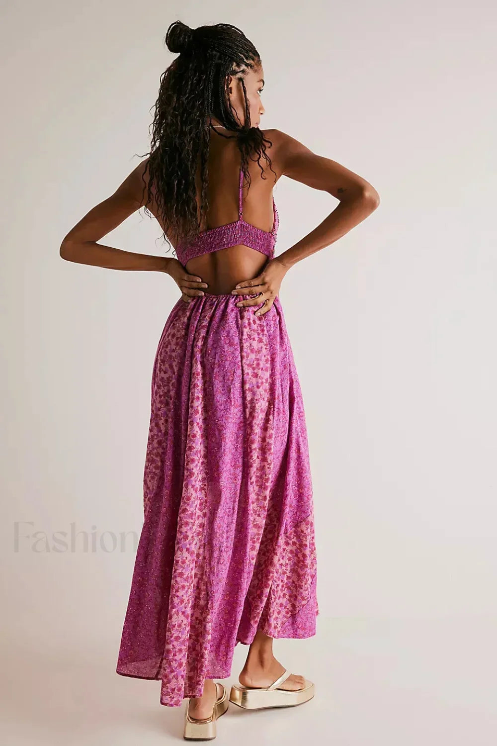 Chiffon Strap Backless Boho Dress