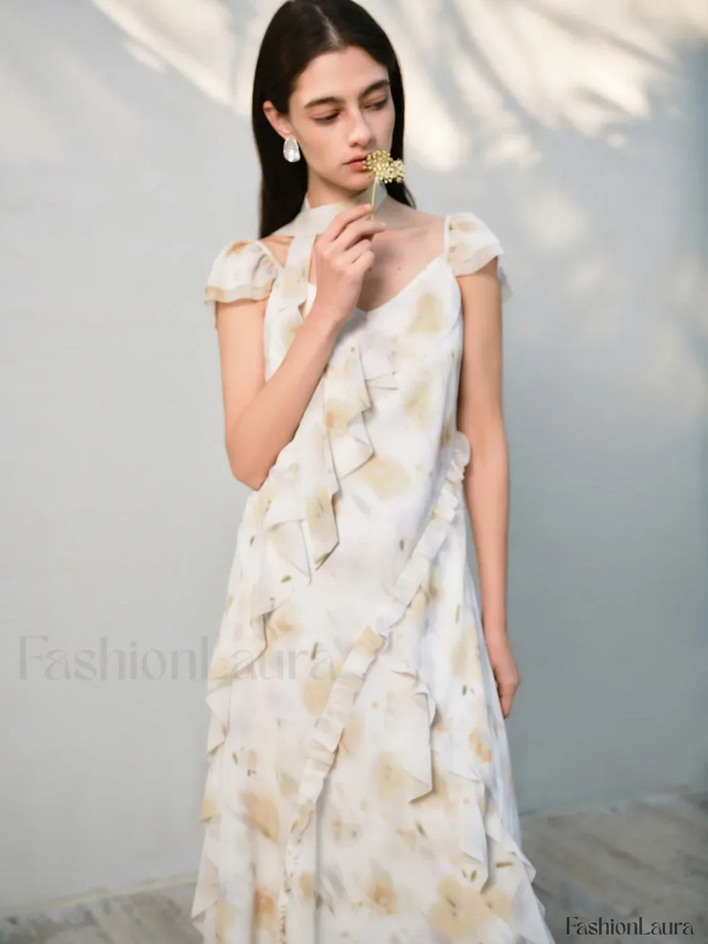 Chiffon Strappy Fly Floral Dress