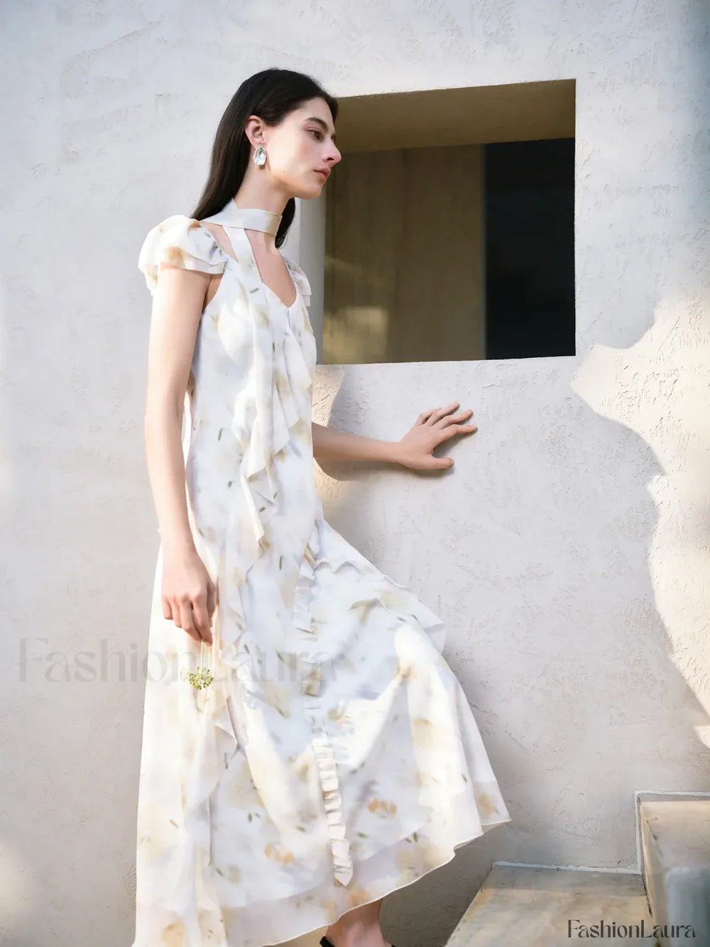 Chiffon Strappy Fly Floral Dress
