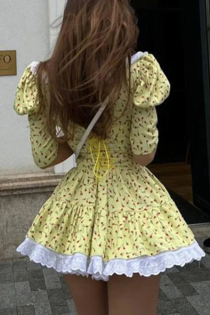 Cinched Babydoll Flora Mini Dress