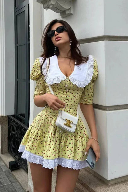 Cinched Babydoll Flora Mini Dress