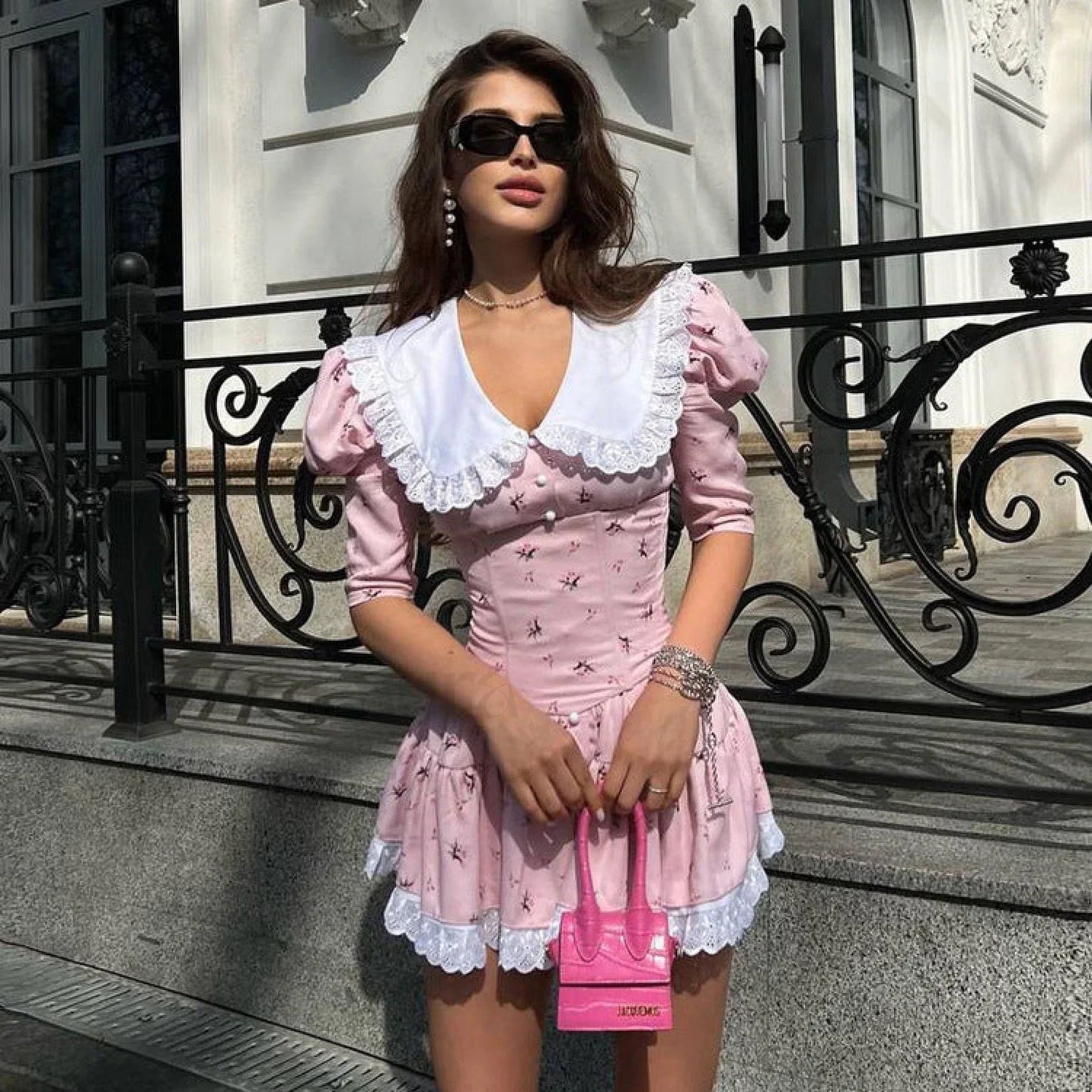 Cinched Babydoll Flora Mini Dress