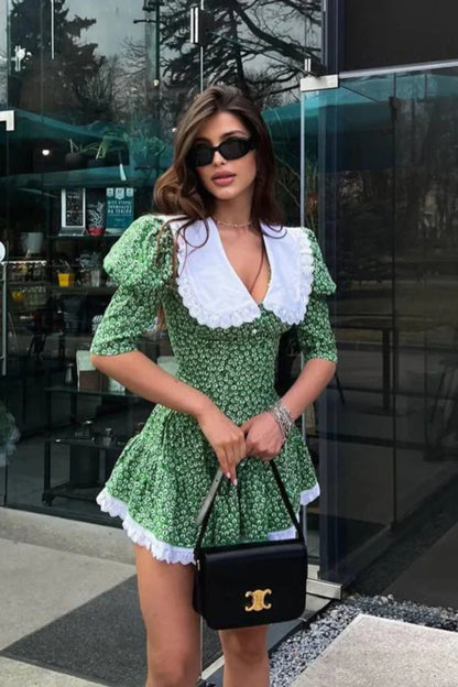 Cinched Babydoll Flora Mini Dress