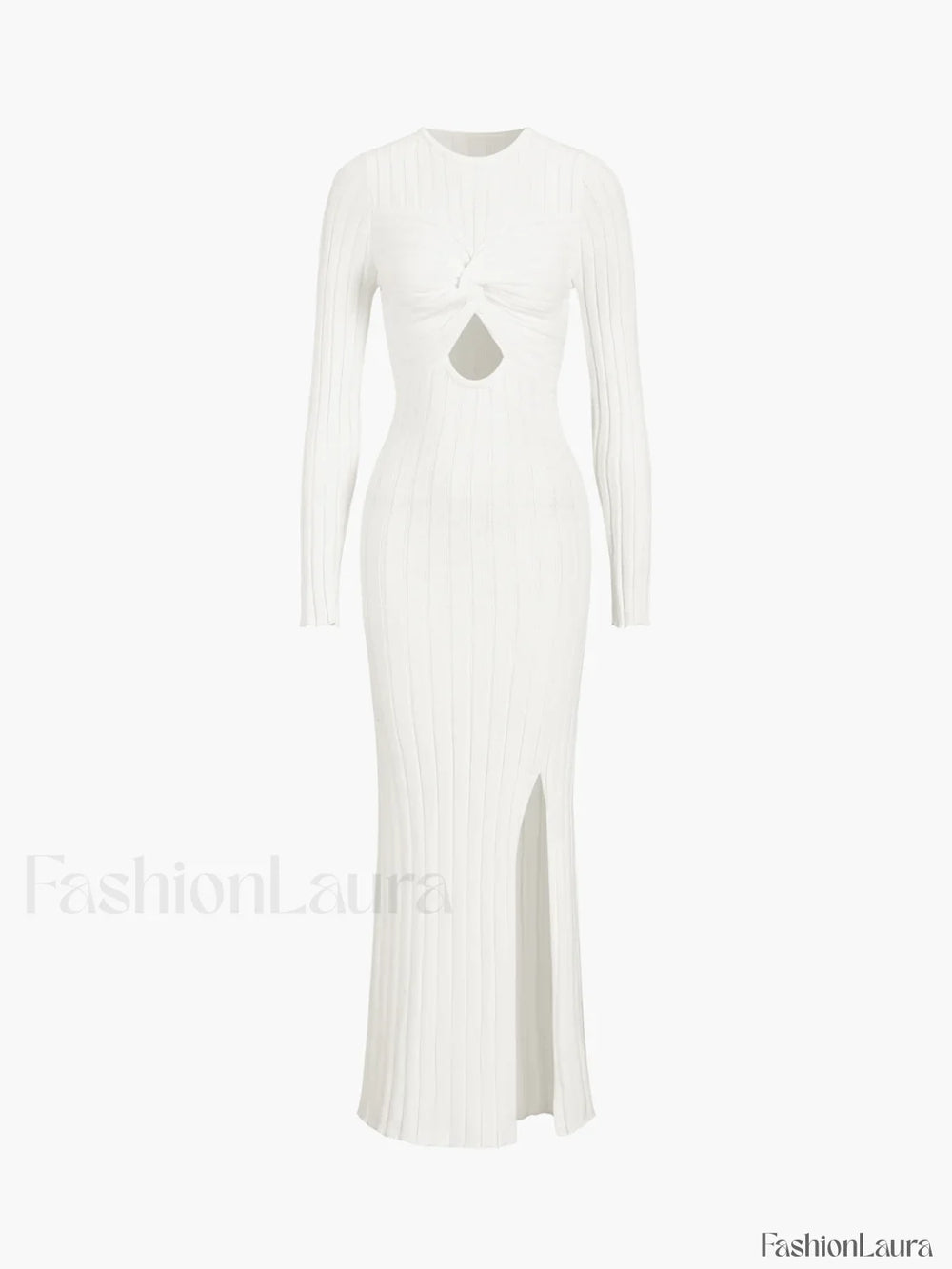 Coastal Allure Knotted Trendy Long Sweater Dress White / XS Sweaters L