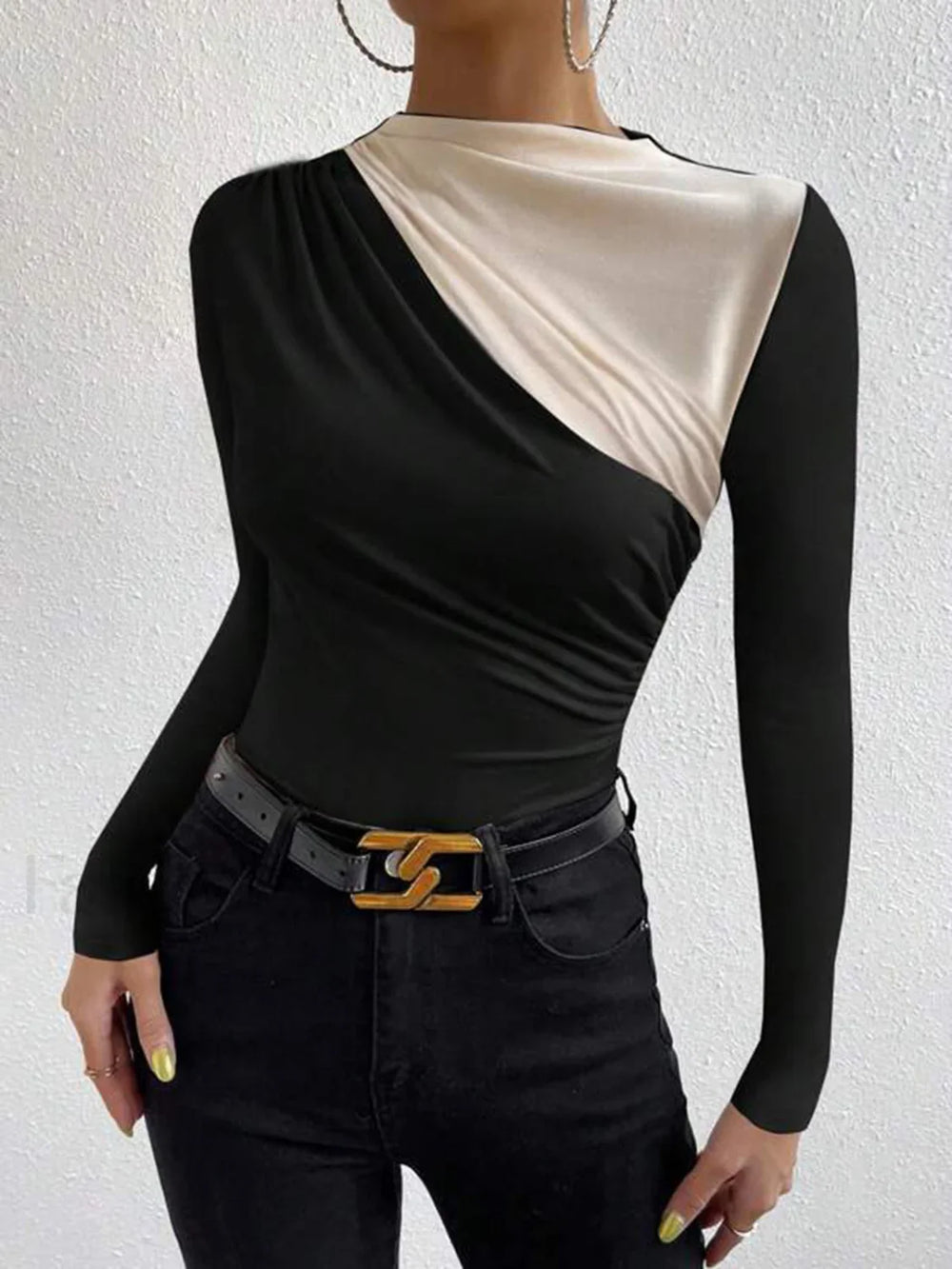 Color Block Long Sleeve T Shirt T Shirts