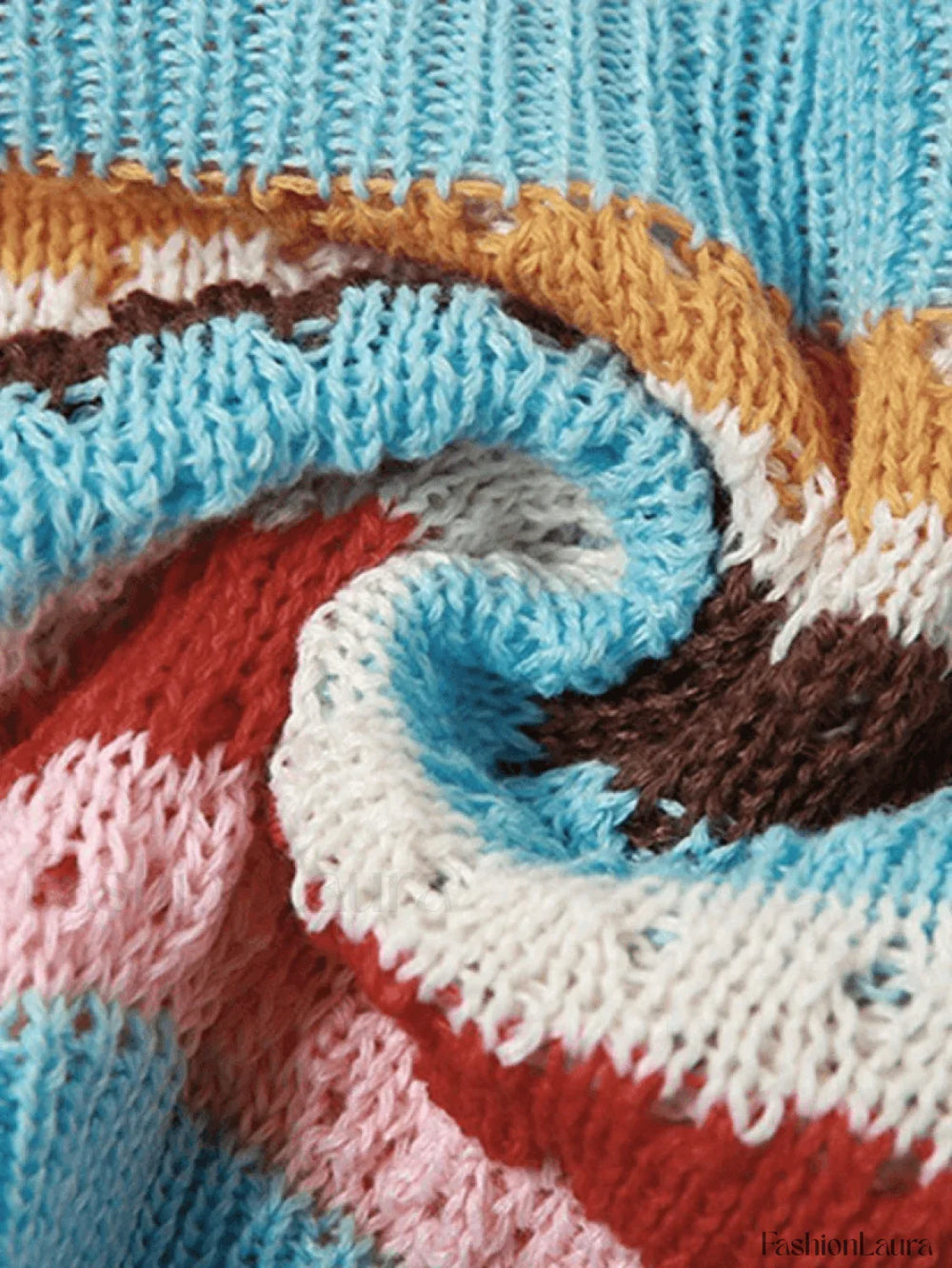 Color Block Stripe Knitted Halter Crop Cami Top Tops&Tees