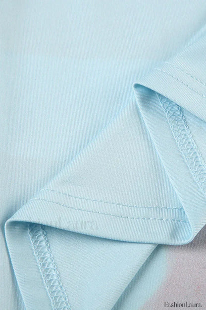 Colorful Printed Waist Slim Spice Girl Mini Dress