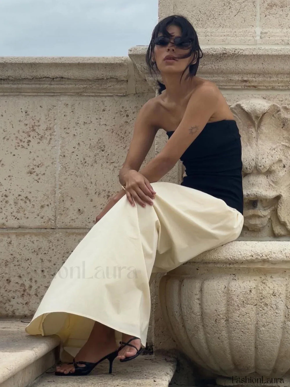 Contrast Color Tube Long Dress Dresses