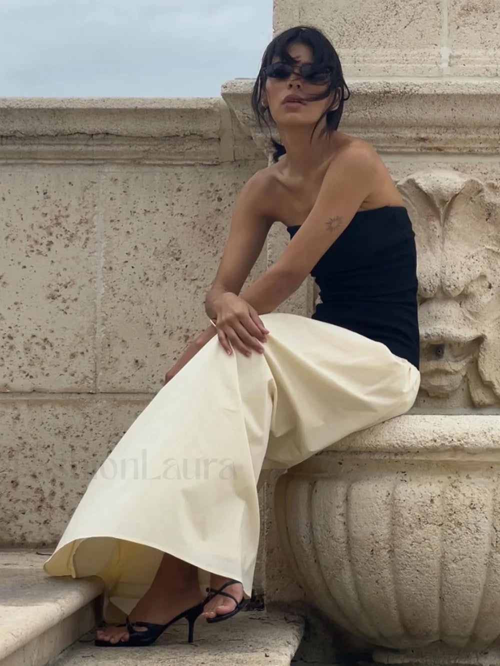 Contrast Color Tube Long Dress Dresses