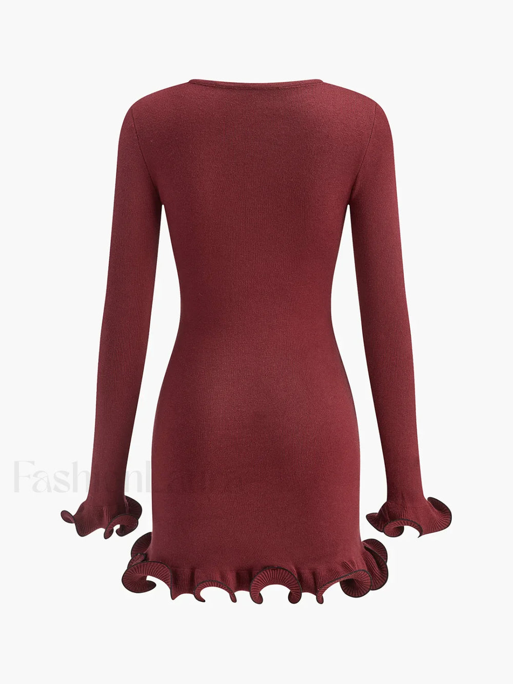 Contrast Ruffle Slim Dress Dresses