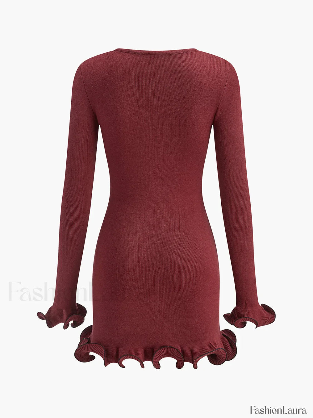 Contrast Ruffle Slim Dress Dresses