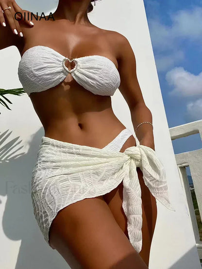 Contrast Shirring Three Piece Set