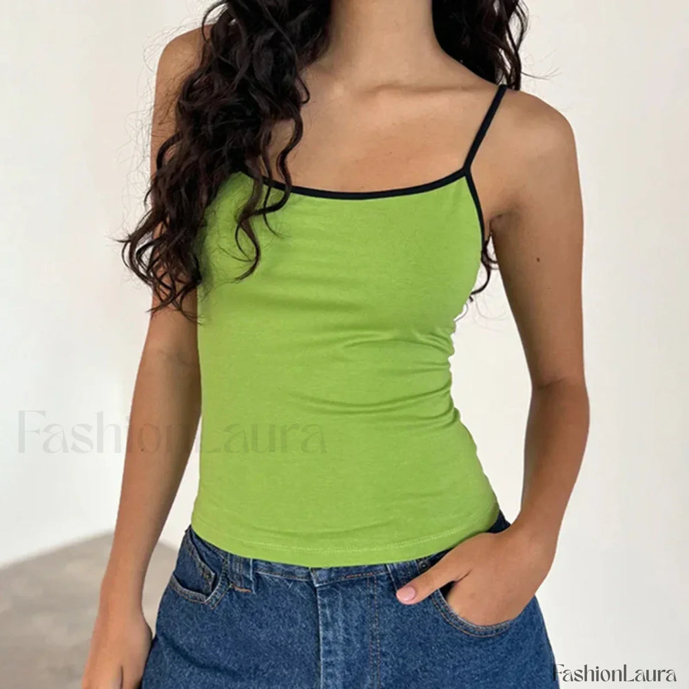Contrast Spaghetti Strap Crop Top