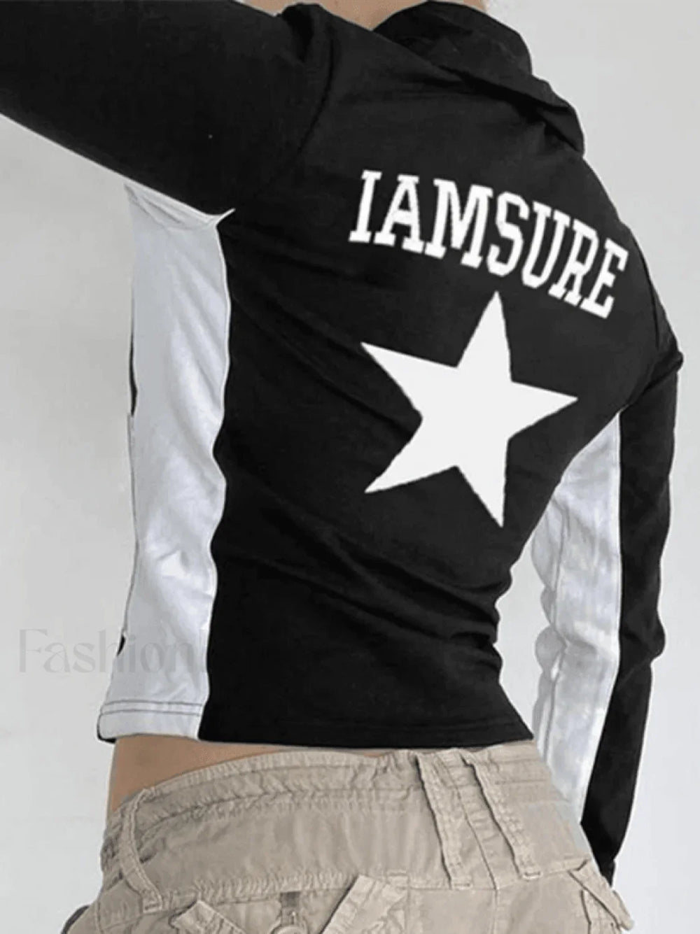 Contrast Star Print Zip Up Jacket Jackets