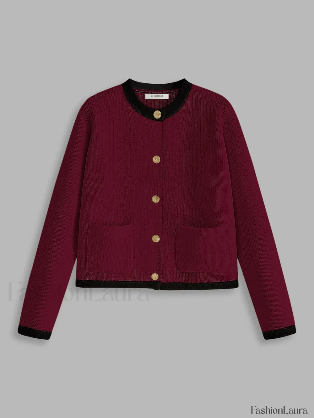 Contrast Trim Jersey Cardigan Burgundy / XS Cardigans
