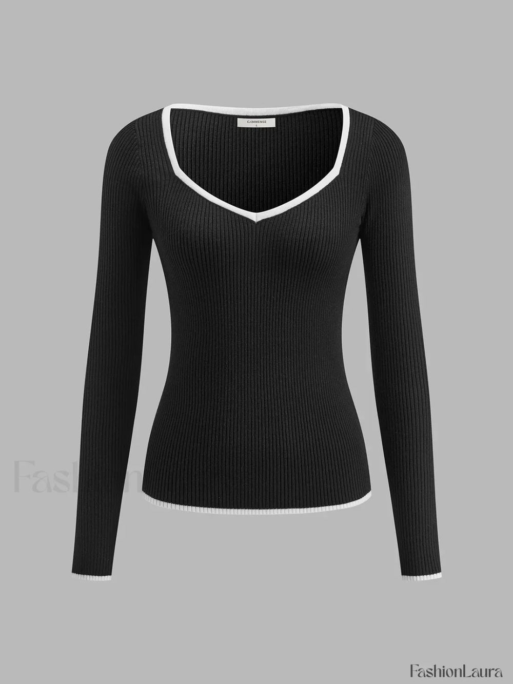 Contrast Trim Sexy Knit Top Knit Tops