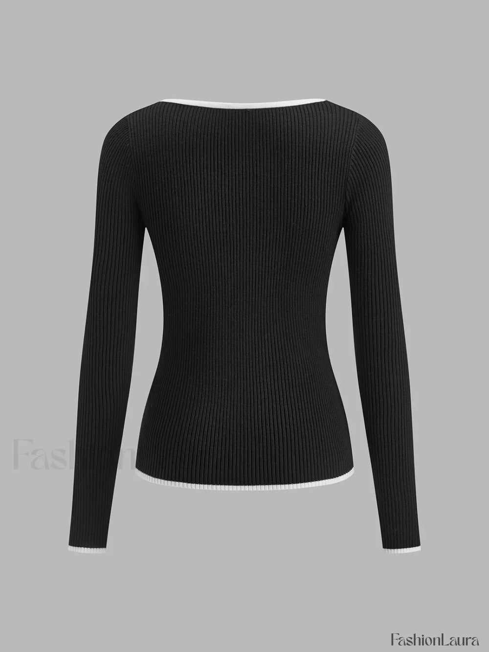 Contrast Trim Sexy Knit Top Knit Tops
