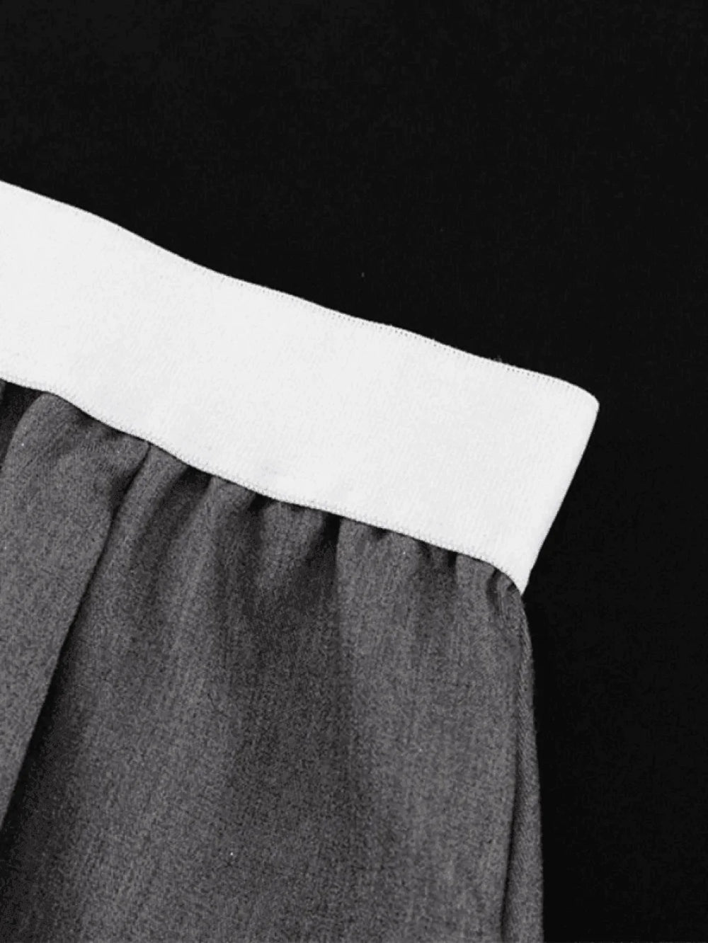 Contrast Waist Gray Baggy Tailored Pants Pants