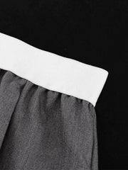 Contrast Waist Gray Baggy Tailored Pants Pants