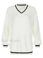 Contrasting Trim Vintage Sweater Sweaters