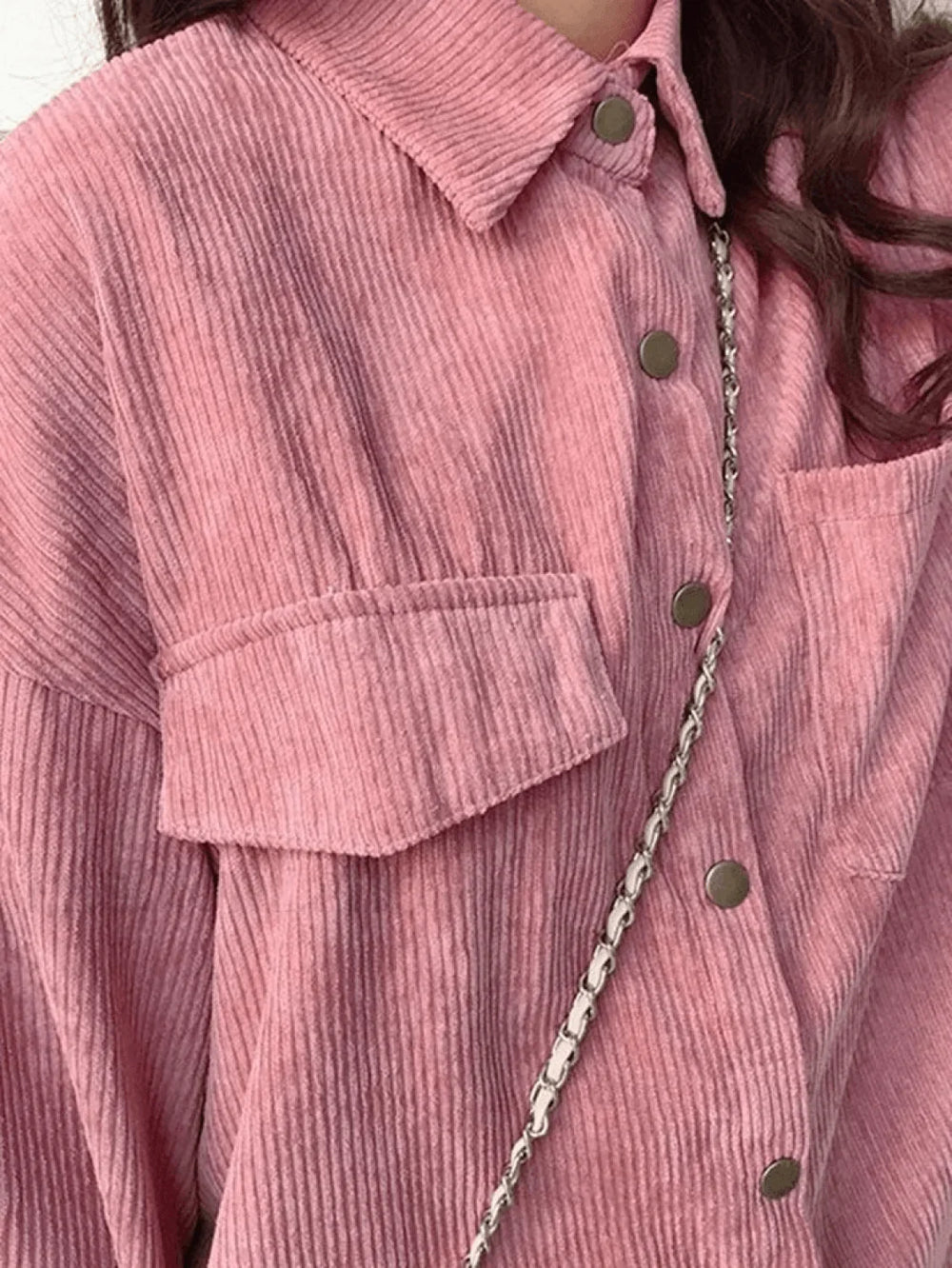 Corduroy Long Sleeve Button Blouse Shirts