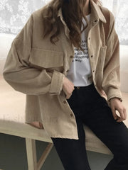Corduroy Long Sleeve Button Blouse Shirts