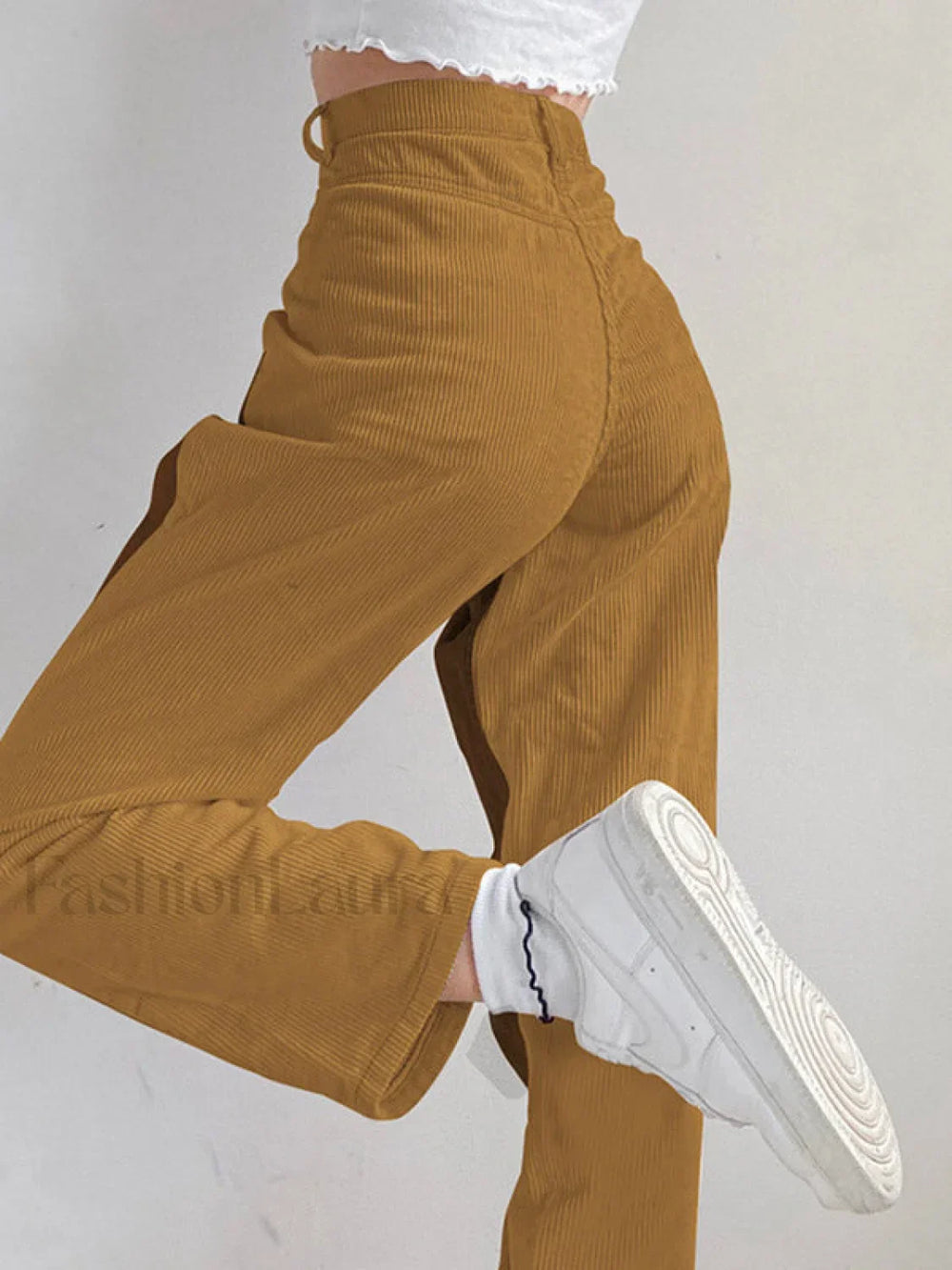 Corduroy Patchwork High Waist Straight Pants Straight Leg Pants