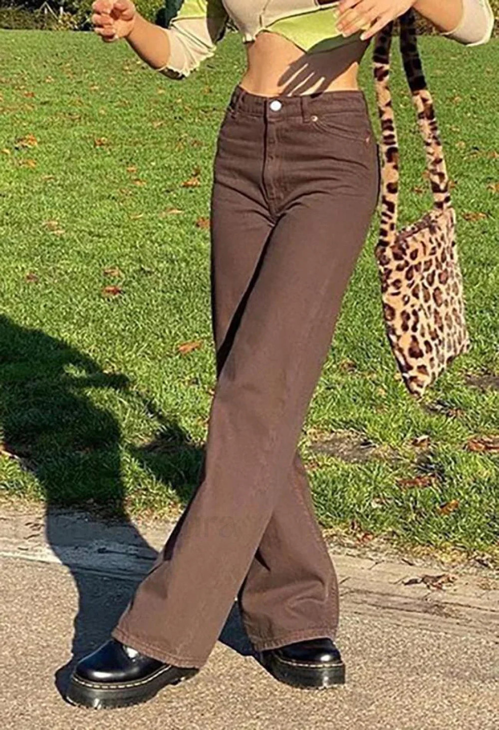 Corduroy Straight Leg Pants Brown / S Pants