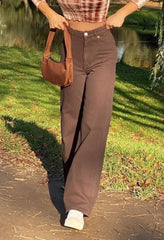 Corduroy Straight Leg Pants Pants