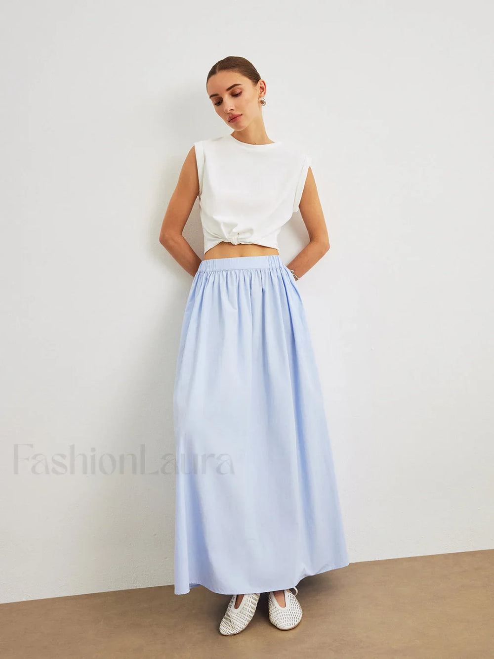 Cotton A Line Skirt With Pockets Skirts