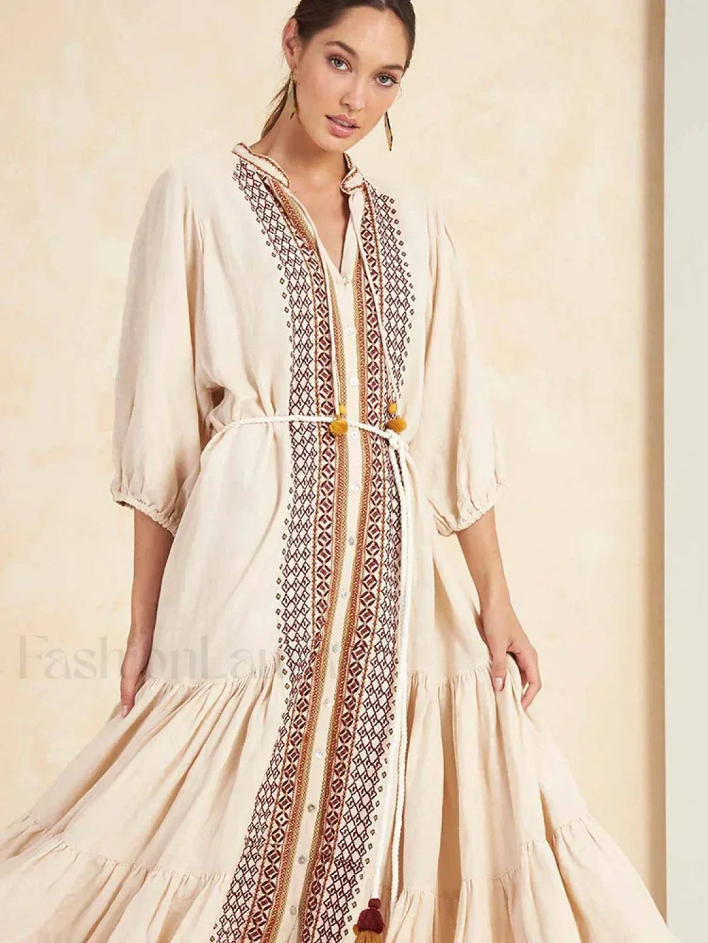 Cotton Flare Sleeve Boho Dress