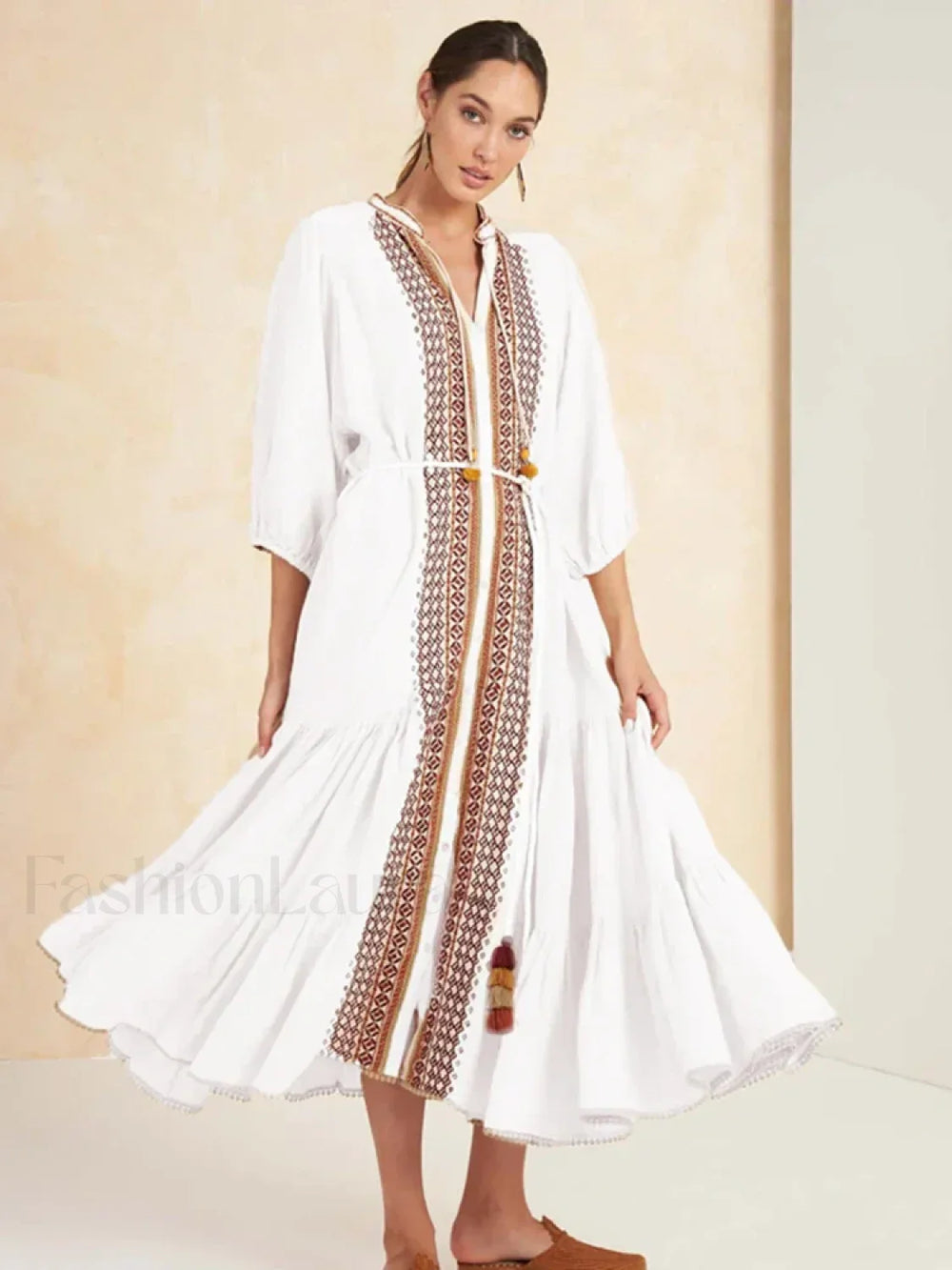 Cotton Flare Sleeve Boho Dress