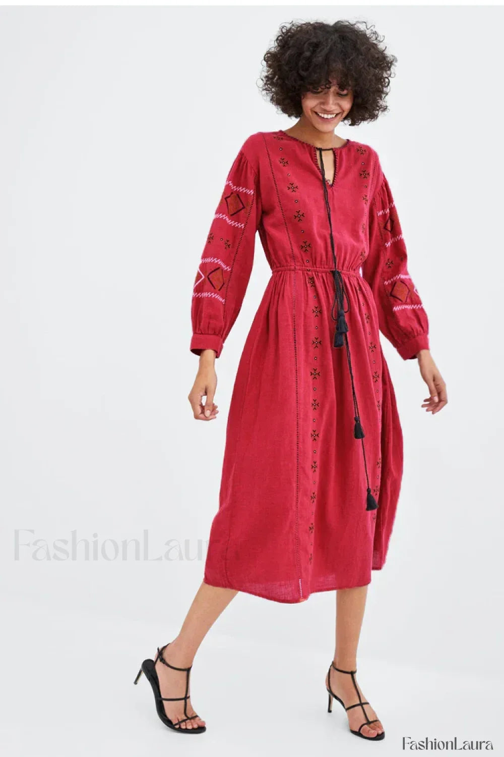 Cotton Floral Tassel Boho Dress