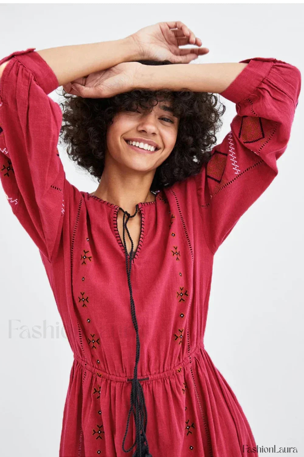 Cotton Floral Tassel Boho Dress