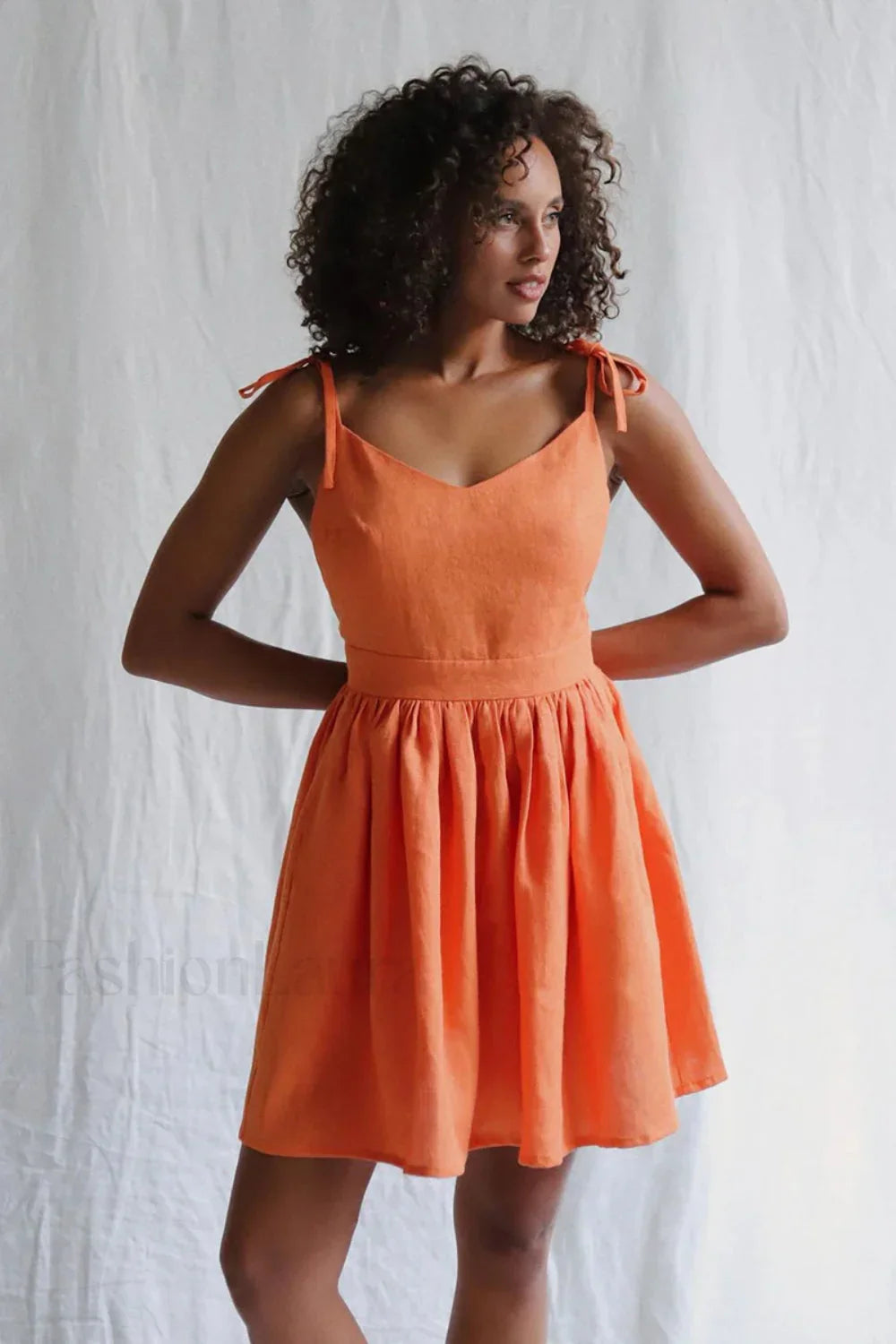 Cotton Halter High Waist Strappy Mini Dress