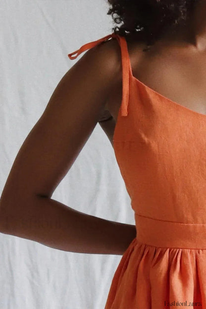 Cotton Halter High Waist Strappy Mini Dress